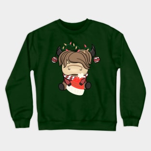 Christmas Highland Cow With Santa Claus Hat Crewneck Sweatshirt